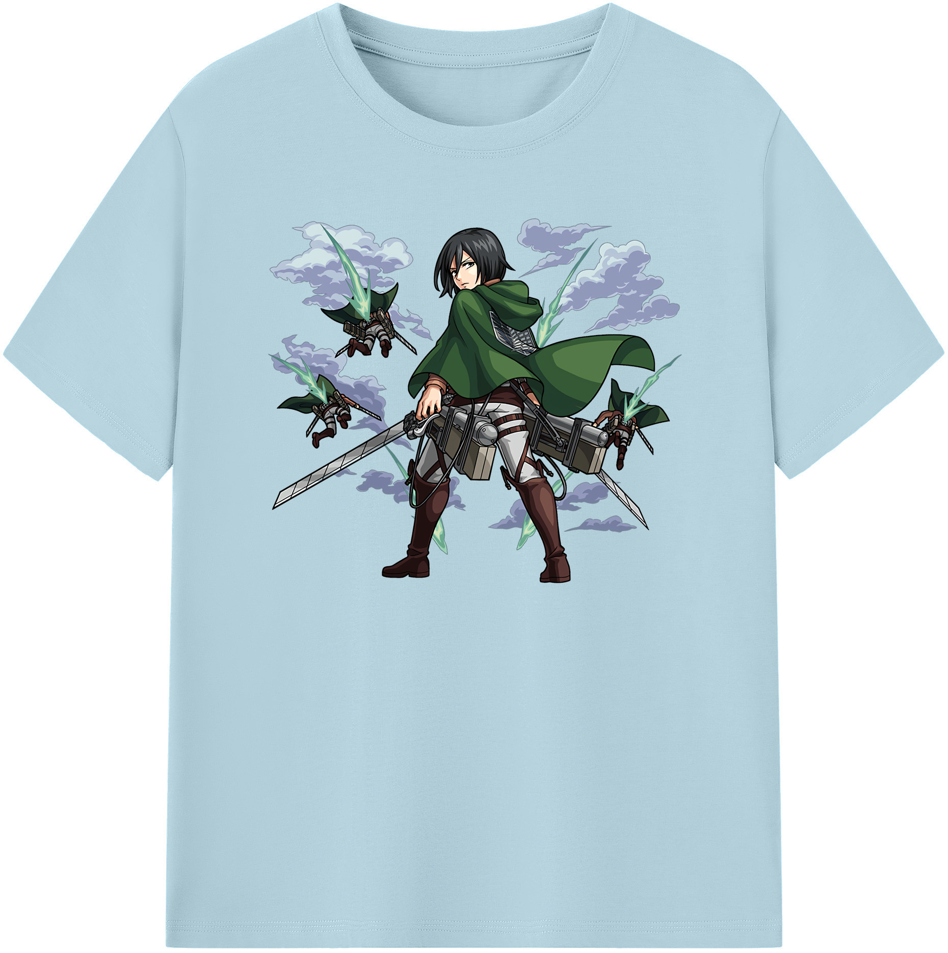 （画像用） 進撃の巨人 ミカサ·アッカーマン Attack on Titan Mikasa Ackerman 綿100％半袖Tシャツ（フロントプリント）